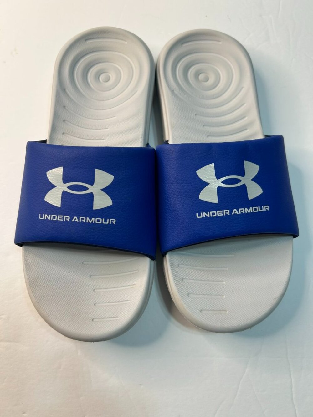 Under Armour Slides Blue White Youth Big Kids Size 6 Boys